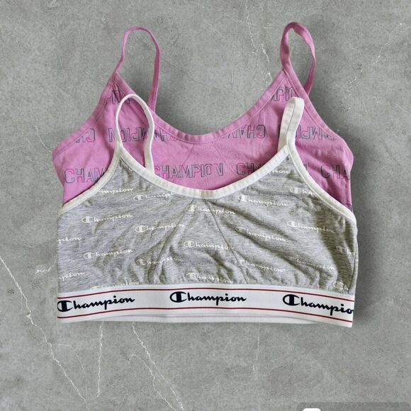 Champion Other - Champion Girls Lot 2 Heritage Strappy Bralette Gray Pink Size XL